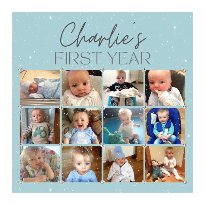 Diamond Dust Glitter 'Baby's First Year' Canvas
