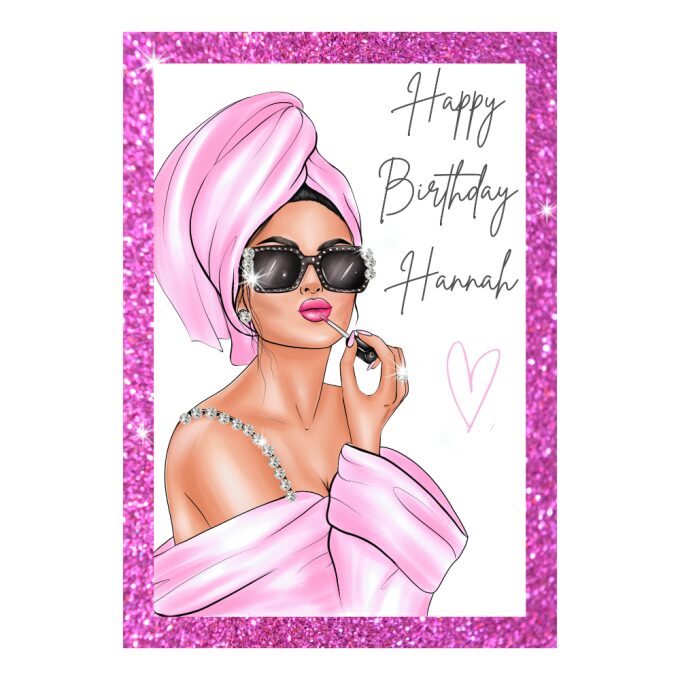 Personalised Fuchsia 'Girls Night' Greeting Card with Crystal Detailing