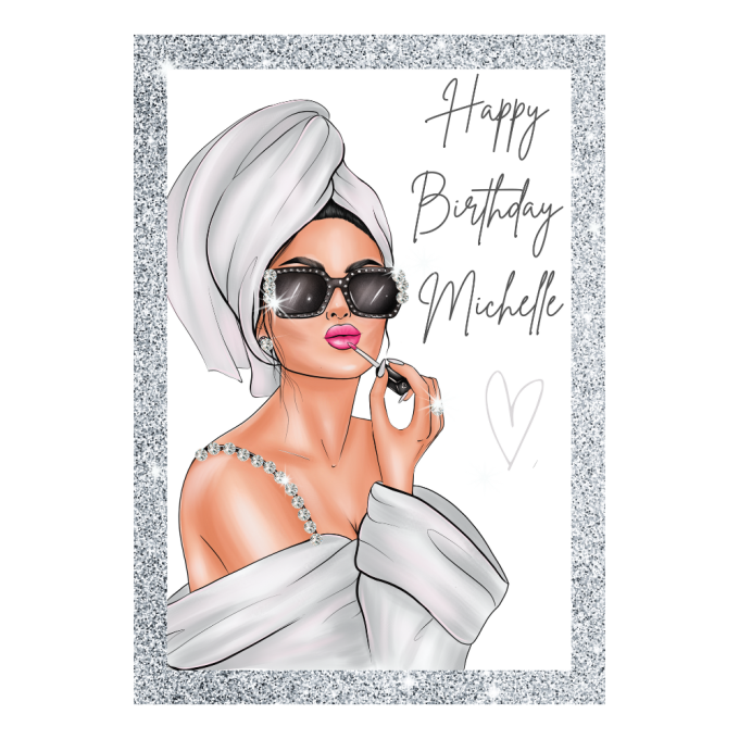 Personalised Silver 'Girls Night' Greeting Card with Crystal Detailing