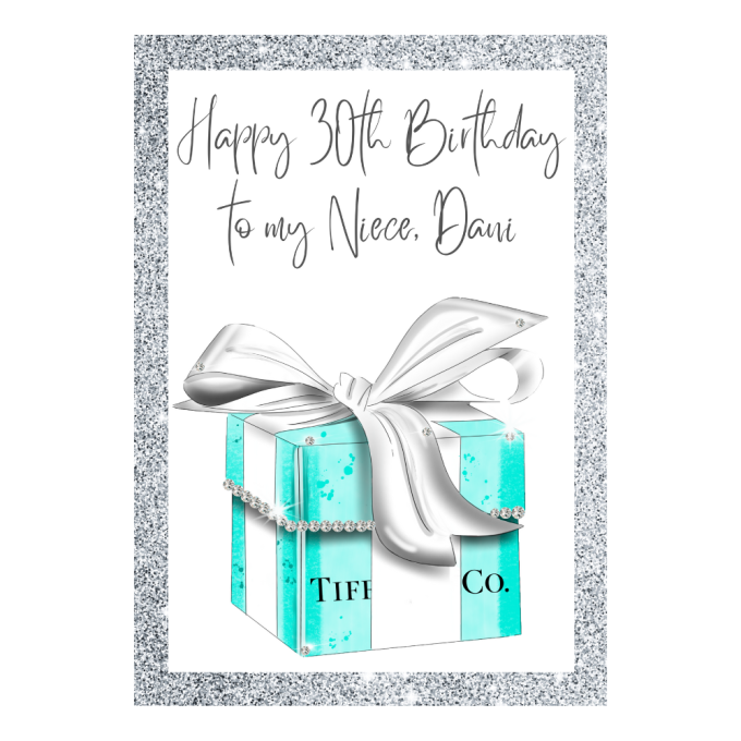 Personalised 'Gift Box' Greeting Card with Crystal Detailing