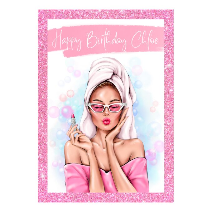 Personalised 'Lipstick Lover' Birthday Card with Crystal Detailing